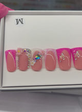 Load and play video in Gallery viewer, Handmade 1017| Short Pink &amp; White Duck Nails
