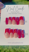 Load and play video in Gallery viewer, Handmade Square Red Silver French Gel Nails
