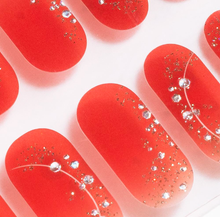 Load image into Gallery viewer, Red Shimmer Gel Nails
