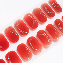 Load image into Gallery viewer, Red Shimmer Gel Nails

