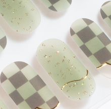 Load image into Gallery viewer, Green Checker Gel Nails
