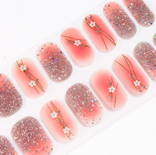 Load image into Gallery viewer, Pink Daisy Golden Gel Nails

