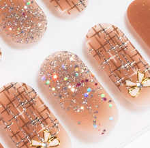 Load image into Gallery viewer, Bows in Tan Gel Nails
