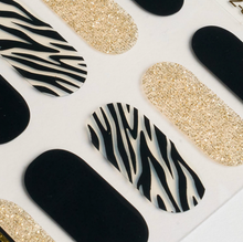 Load image into Gallery viewer, Stripes and Gold Gel Nails
