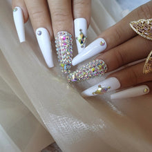 Load image into Gallery viewer, Blanca | Long White Bling Press On Nails
