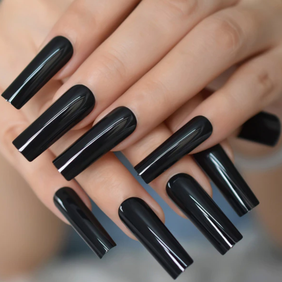 Apollo | Extra Long Tapered Square Black Nails
