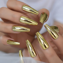 Load image into Gallery viewer, Gold Chrome Nails | Gold Chrome Shiny Nails | Nail Candi Boutique
