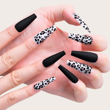 Load image into Gallery viewer, Black &amp; White Leopard Print Nails | False Nails | Nail Candi Boutique

