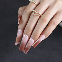 Load image into Gallery viewer, Brown Suga | Extra Long Square Brown Ombre Marble Nails
