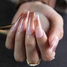 Load image into Gallery viewer, Brown Suga | Extra Long Square Brown Ombre Marble Nails
