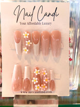 Load image into Gallery viewer, Daisy | Long Ombre French Flower Nails
