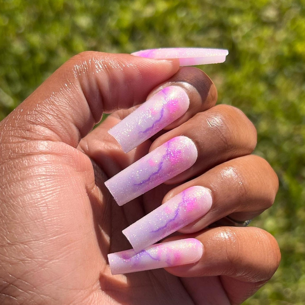Fallon | Pink Purple Marble Nails