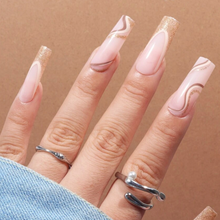 Load image into Gallery viewer, Isla | XL Tapered Square Gold Nude Nails
