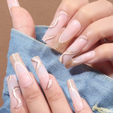 Load image into Gallery viewer, Isla | XL Tapered Square Gold Nude Nails
