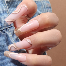 Load image into Gallery viewer, Isla | XL Tapered Square Gold Nude Nails
