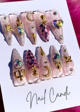 Load image into Gallery viewer, Handmade | Luna Stiletto Galaxy Moon Nails
