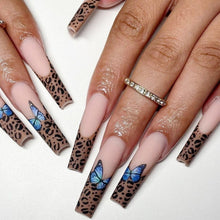 Load image into Gallery viewer, Leopard French with Butterflies Press On Nails - Panthera
