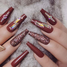 Load image into Gallery viewer, Peru | Long Brown Crystal Nails
