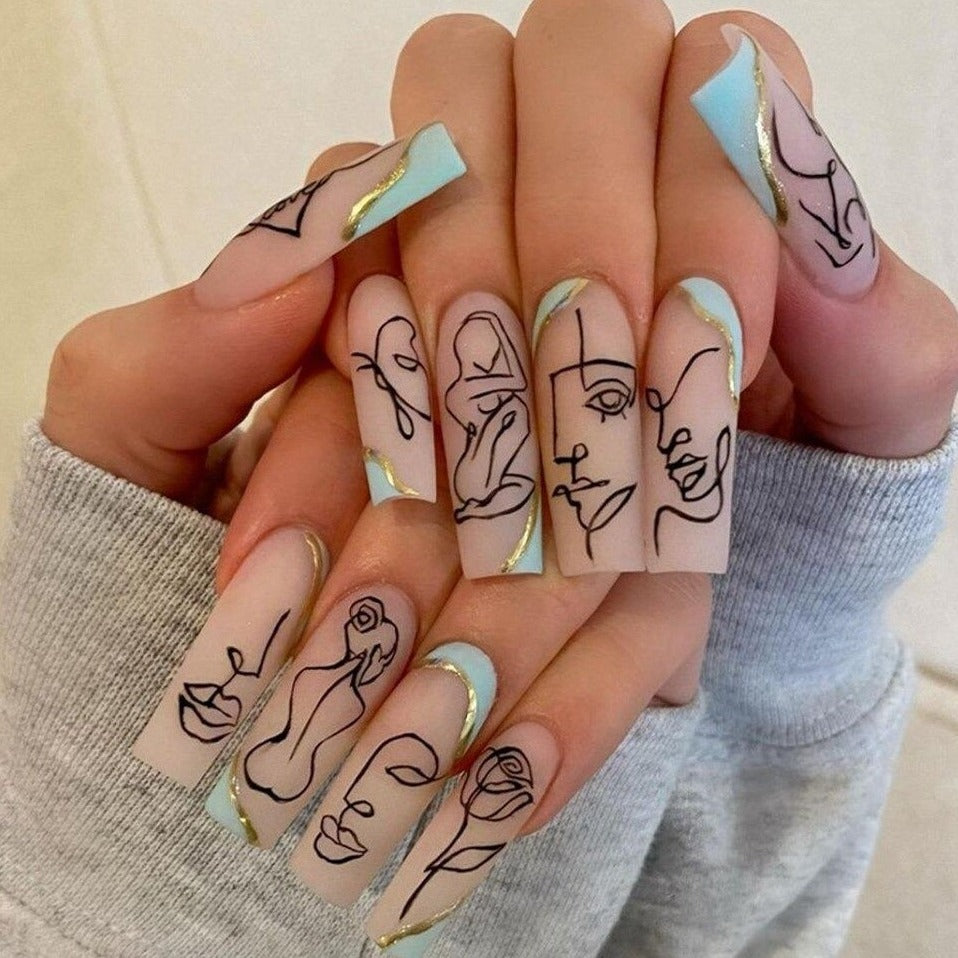 Picture Perfect | Feminine Abstract Line Art Nails