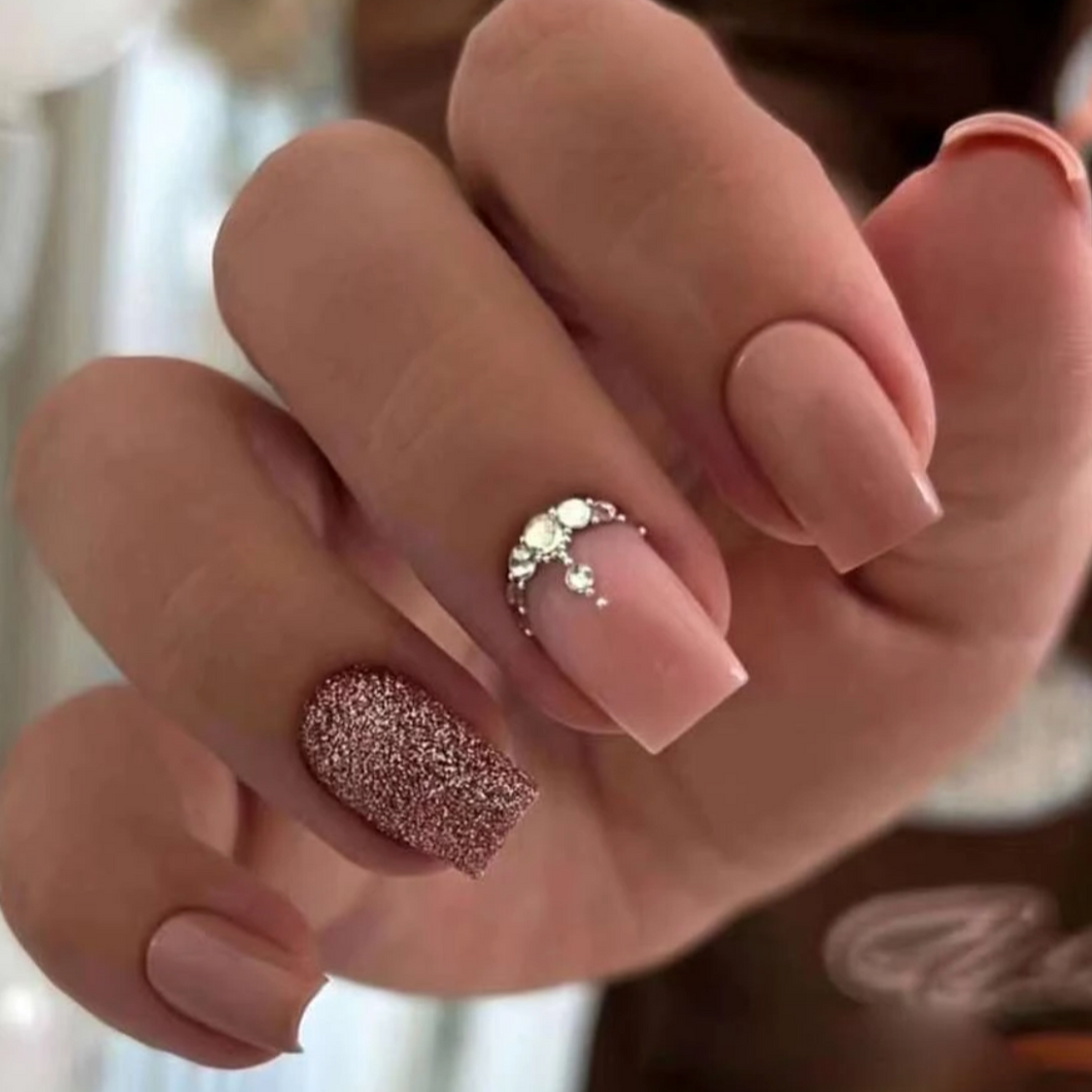 Medium Square Light Pink Glitter Ombre Nails nailcandimd