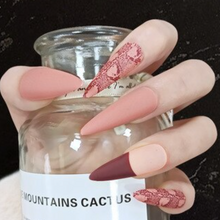 Load image into Gallery viewer, Godmuva | Burgundy French Lace Accent Nails
