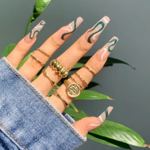 Load image into Gallery viewer, Slither | Sheer Green Swirl Nails
