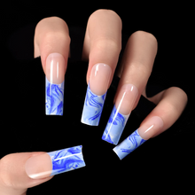 Load image into Gallery viewer, Hawaii| Extra Long Square Blue White French Nails
