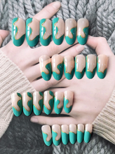 Load image into Gallery viewer, Seafoam | Green Swirl French Nails
