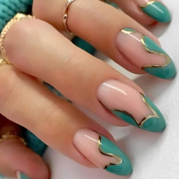 Seafoam | Green Swirl French Nails