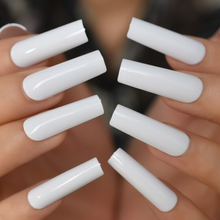 Load image into Gallery viewer, Snow | Extra Long Tapered Square White Nails
