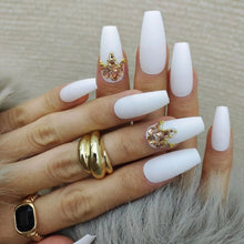 Load image into Gallery viewer, Star | Long Matte White Coffin Nails
