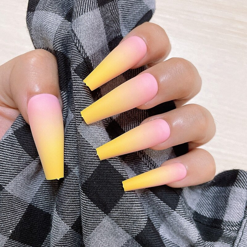 Maui Sunset | Pink Yellow Ombre Nails