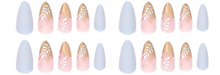 Load image into Gallery viewer, Tabitha | Baby Blue Gold &amp; White Almond Nails
