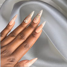 Load image into Gallery viewer, Tulle | Long Stiletto Lace Crystal Nails
