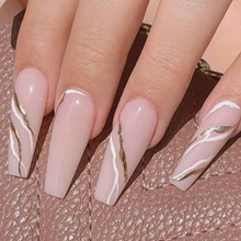 Load image into Gallery viewer, Wavelength | White Gold Swirl Glossy Nails
