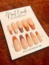 Load image into Gallery viewer, Brown Dotticure | Nude Brown French Dot Nails
